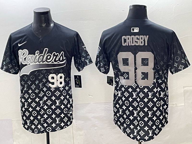 Men 2025 Nike Oakland Raiders 98 Crosby black Limited NFL Jersey 02